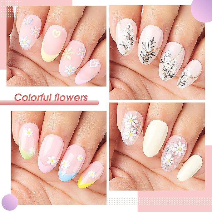 Nicedeco 15 Sheets Flower Nail Art Stickers Floral Nail Decals Self-Adhesive Nail Supplies Nail Art Design Decoration 001