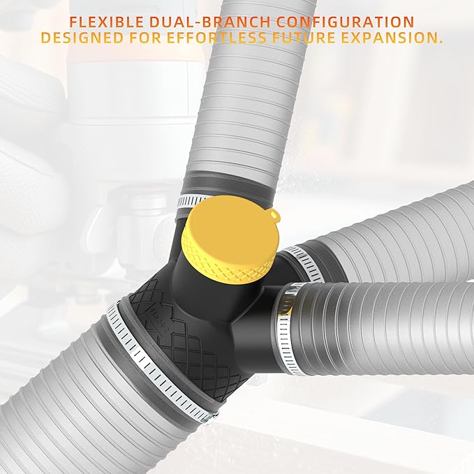 4" to 2-1/2" 4-Way dust collection hose Splitter Junction Fitting Universal Fit for Shop Vacs and Dust Collectors (4-way)