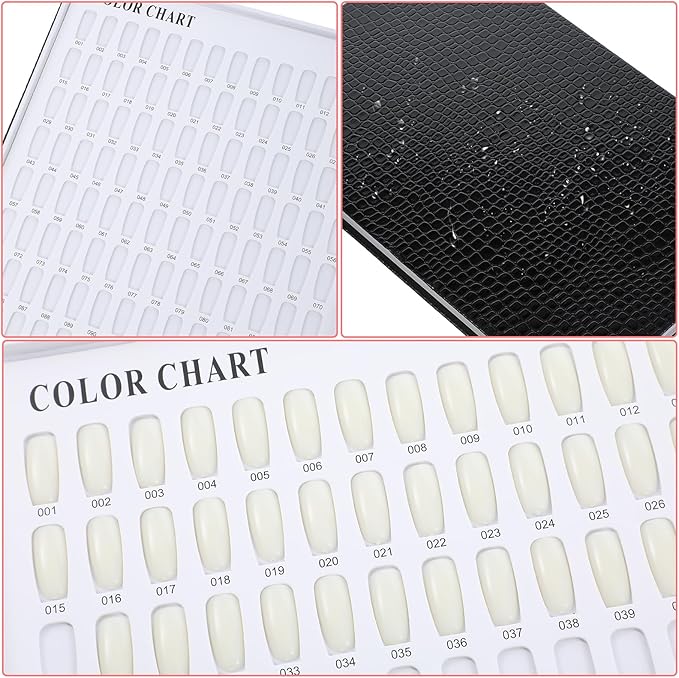 Professional 308 Nail Colors Chart, Black Polish Display Card Book, Nail-Art Salon Display Booklet, Nail Color Swatch Practice Card Design Board