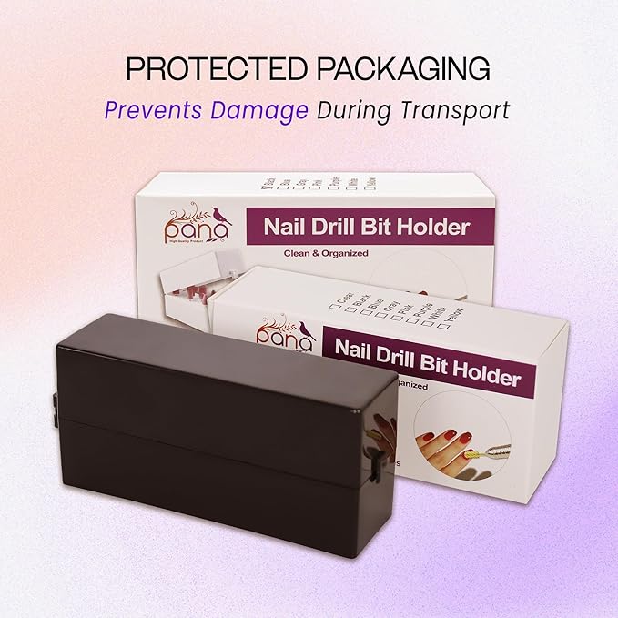 PANA Rectangle Nail Drill Bit Holder Display Organizer Case - Dustproof Carbide Bit Storage Container Box For Manicure Tools Nail Salon - 30 Holes Rose Gold (Drill Bits Not Included)