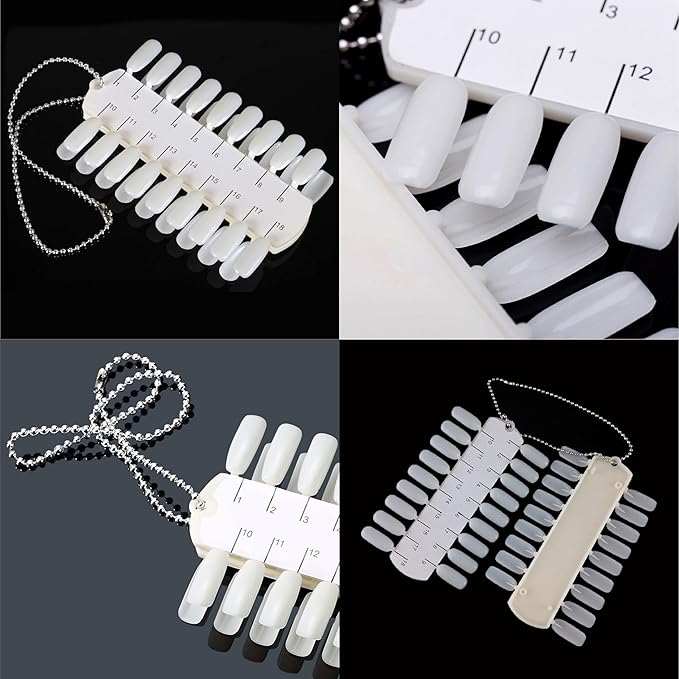 216 Tips Nail Color Swatch, Double Layer Nail Polish Swatch Sticks with Chains, Clear Nail Display Palette for Gel Polish Practice, Color Chart Book
