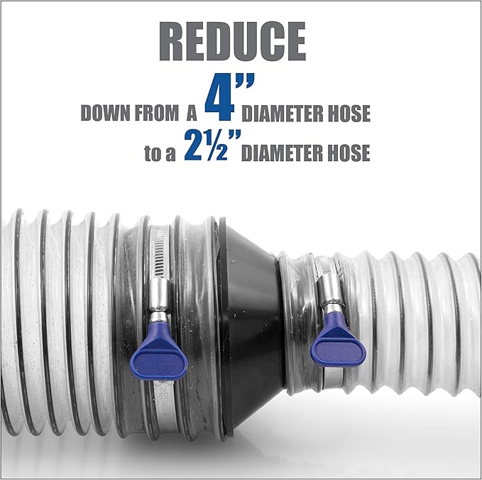 Fulton 4 Inch To 2-1/2 Inch Reducer, Shop Vacuum & Dust Collector Accessories, Hose to Hose Dust Collector Adapter Fitting For Port Connections on Larger Machinery