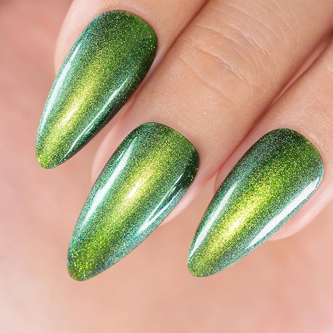 RARJSM Chameleon Glitter Gel Nail Polish Green to Blue Color Changing Pigments Gel Polish 15ML Multichrome Holographic Sparkle Shimmer Nail Gel Varnish Soak Off Curing Requires DIY at Home Salon