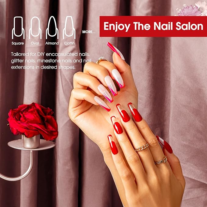 ROSALIND 2 oz Red Christmas Poly Nail Gel, Big Tubes Builder Red Gel for Nails Art Decoration, Nail Thickening Easy to DIY Use at Home Need UV Lamp