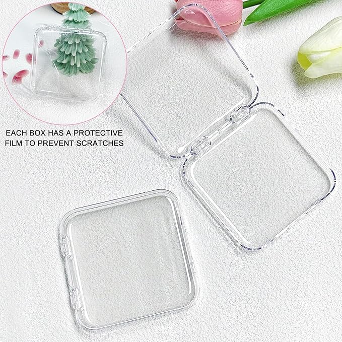 12pcs Press on Nail Storage Box with 60 Pcs Adhesive Double Sided Tape Acrylic Nail Display Box Artificial False Nail Box Organizer Fake Nail Case Transparent Nail Packaging Boxes for Nail Salon