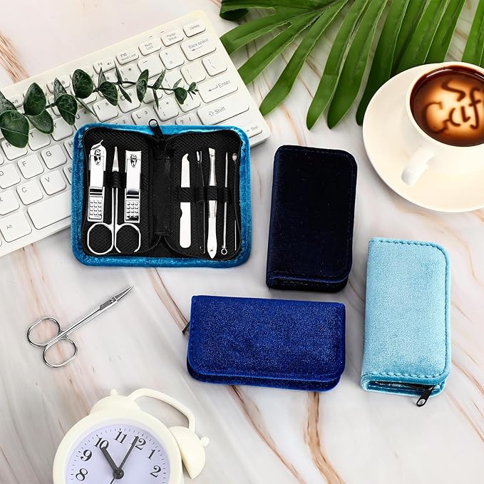 Coume 48 Set Men Gift Bulk Nail Care Kit Stainless Steel 8 in 1 Manicure and Pedicure Set with Travel Case Stocking Stuffers Baby Shower Prizes for Employee Teacher Staff Coworkers(Blue Series)