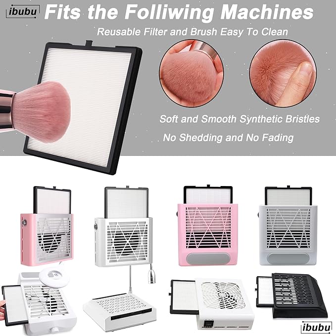 Nail Dust Collector Replacement Filters,3 Pack Nail Tech Dust Collector Filter Square for Electric Nail Dust Collector Machine Manicure Store