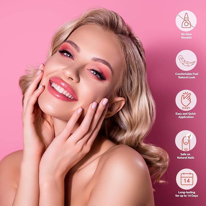 Semi Cured Gel Nail Art Wraps-Multi-Size Semi Gel Press On Nails Stickers for Large/Medium/Small Nail Beds,No Damage Removal Works with Any UV/LED Lamps(Glazed Donut)