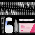 Beetles Tipex Instant Apex Nail Tips Kit, Stiletto Long, 224pcs 16 Sizes, with Tipex UV Nail Glue Mini Nail Lamp,Pre-Building Pre-Etched Strong Thicker Acrylic Nail Tips Set