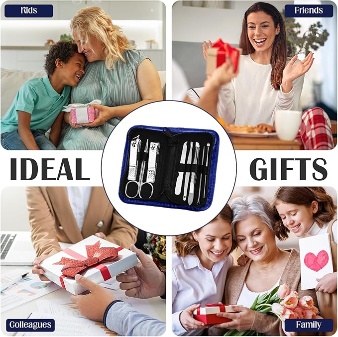 Coume 48 Set Men Gift Bulk Nail Care Kit Stainless Steel 8 in 1 Manicure and Pedicure Set with Travel Case Stocking Stuffers Baby Shower Prizes for Employee Teacher Staff Coworkers(Blue Series)