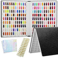 216 Nail Color Chart Display Book with 240PCS False Nail Tips, UV Gel Polish Card Book, Nail Art Salon Nail Design Display Booklet, Nail Color Swatches Nail Practice Card Board