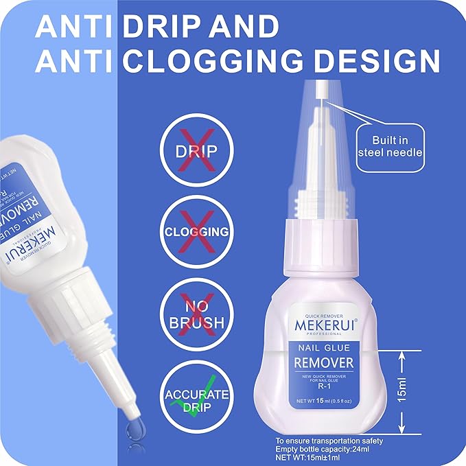 Nail Glue & Remover Kit - 30+ Days Long-Lasting Gel, No UV Light Needed, Dropper-Type Quick Removal (G1 & R1 Professional Bundle)