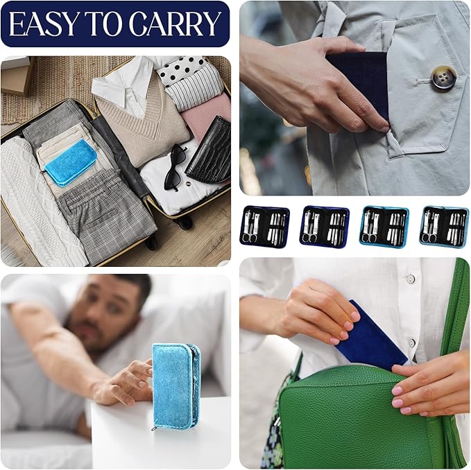 Coume 48 Set Men Gift Bulk Nail Care Kit Stainless Steel 8 in 1 Manicure and Pedicure Set with Travel Case Stocking Stuffers Baby Shower Prizes for Employee Teacher Staff Coworkers(Blue Series)