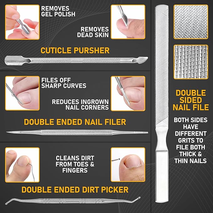 Toenail Clippers for Seniors Thick Toenails- Heavy Duty Podiatrist Ingrown Toe Nail Cutter for Men, Professional & Adults - Easy Grip Handle Stainless Steel (Extra Large, 10, Count)