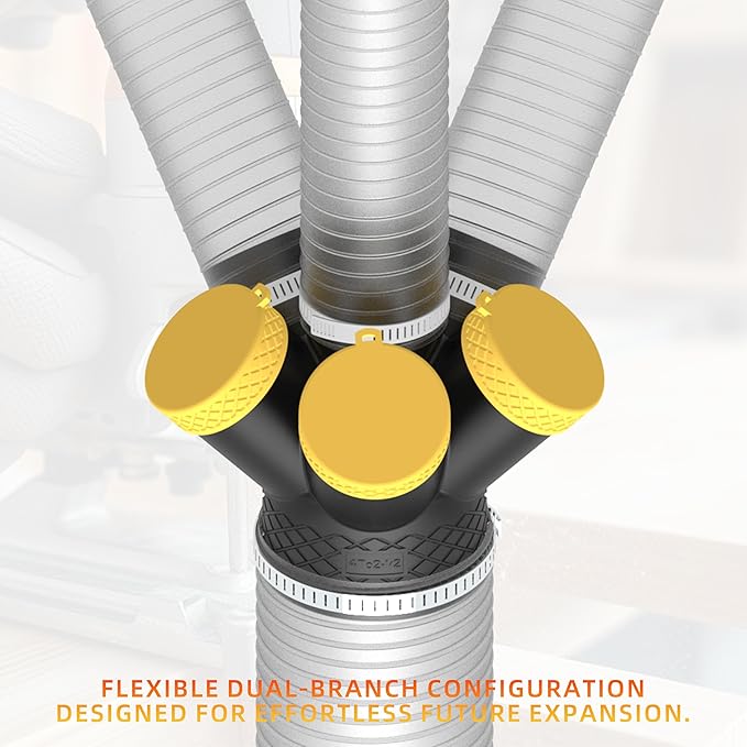 4" to 2-1/2" 6-Way dust collection hose Splitter Junction Fitting Universal Fit for Shop Vacs and Dust Collectors (6-way)