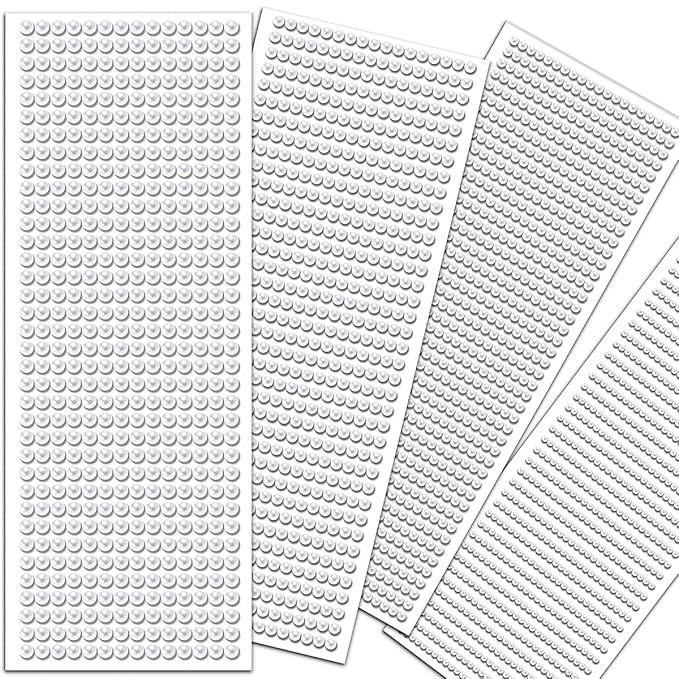 3090 Pcs Face Pearls Stickers White Self-Adhesive Face Gems Stick On Pearl Hair Accessories Glitter Bling Jewels Stickers for Crafts Decoration DIY Scrapbook Embellishments 4 Sizes 3/4/5/6 mm