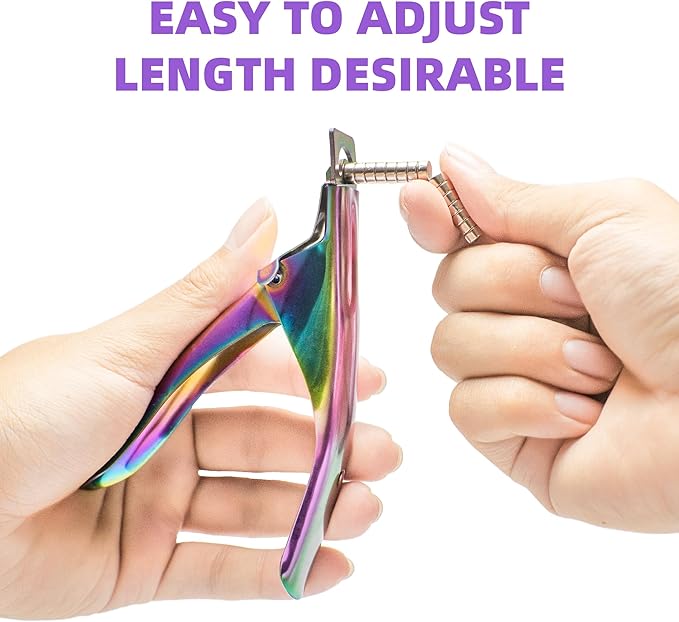 Yaya Acrylic False Nail Clipper with Magnets, Nail Tip Cutter with Length Measurement, 15Pcs Magnets (Rainbow)
