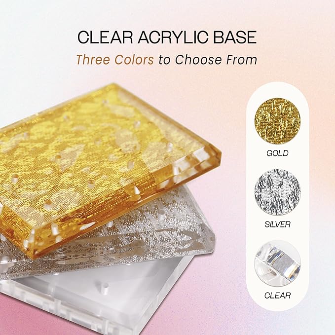 PANA Rectangle Transparent Acrylic Nail Drill Bit Holder Display Organizer Stand - Carbide Bit Storage Mount For Manicure Tools Nail Salon - 12 Holes Gold (Drill Bits Not Included)