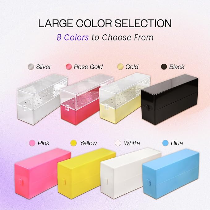 PANA Rectangle Nail Drill Bit Holder Display Organizer Case - Dustproof Carbide Bit Storage Container Box For Manicure Tools Nail Salon - 30 Holes Gold (Drill Bits Not Included)