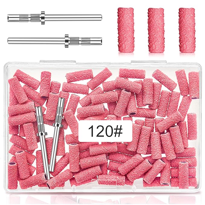 [Upgrade] 3.1 MM Mini Sanding Bands for Nail Drill 120 Grit, 100 Pcs Small Bands for Acrylic Nails Gel Manicures and Pedicure, Salon Use