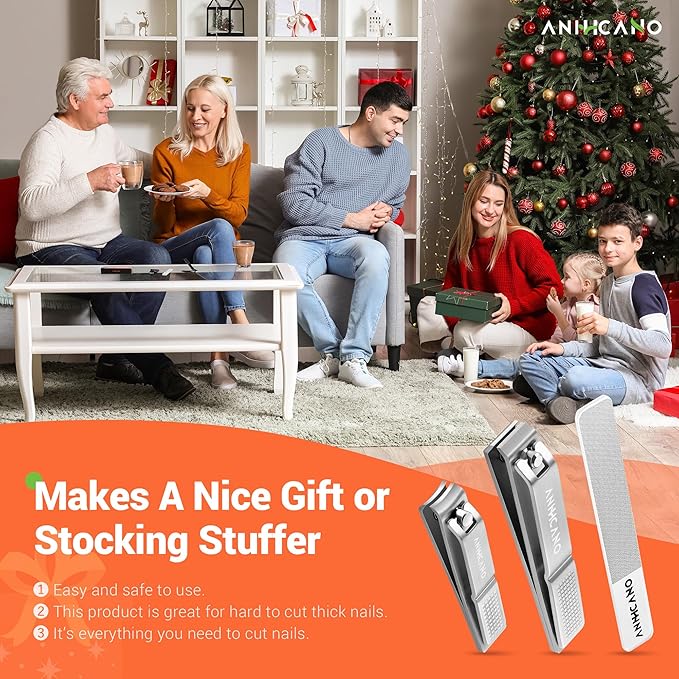 Nail Clippers with Glass Nail File, Ultra Sharp Nail Clipper Set, Professional Fingernail & Toenail Clippers Nail Cutter Set for Men and Women (Silver)